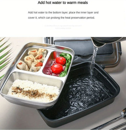 Leak Proof Stainless Steel Lunch Box  Durable 3 Or 4 Compartment Bento Container For Students And O 13