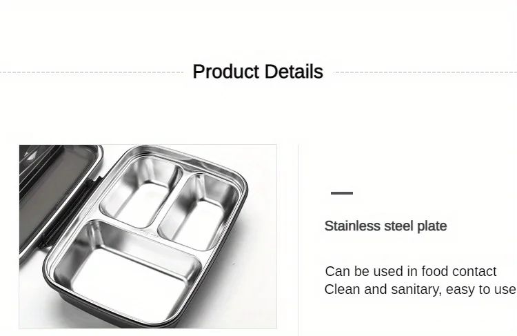Leak Proof Stainless Steel Lunch Box  Durable 3 Or 4 Compartment Bento Container For Students And O 14