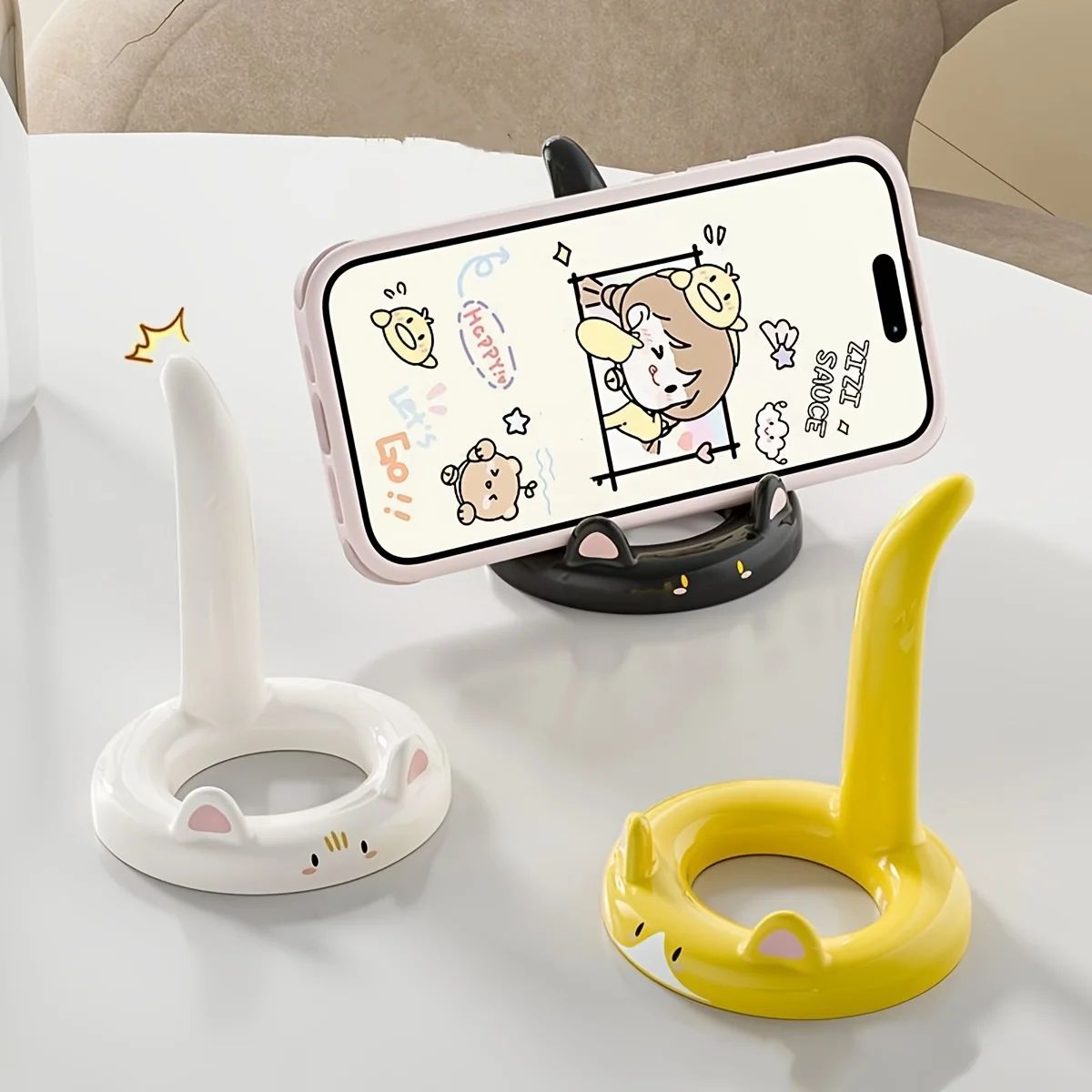Cute Cartoon Cat Phone Holder – Creative Mini Desktop Stand and Decorative Ornament