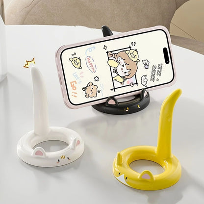 Cute Cartoon Cat Phone Holder – Creative Mini Desktop Stand and Decorative Ornament