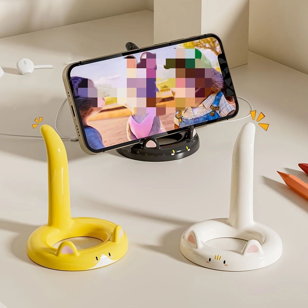 Cute Cartoon Cat Phone Holder  Creative Mini Desktop Stand And Decorative Ornament 3