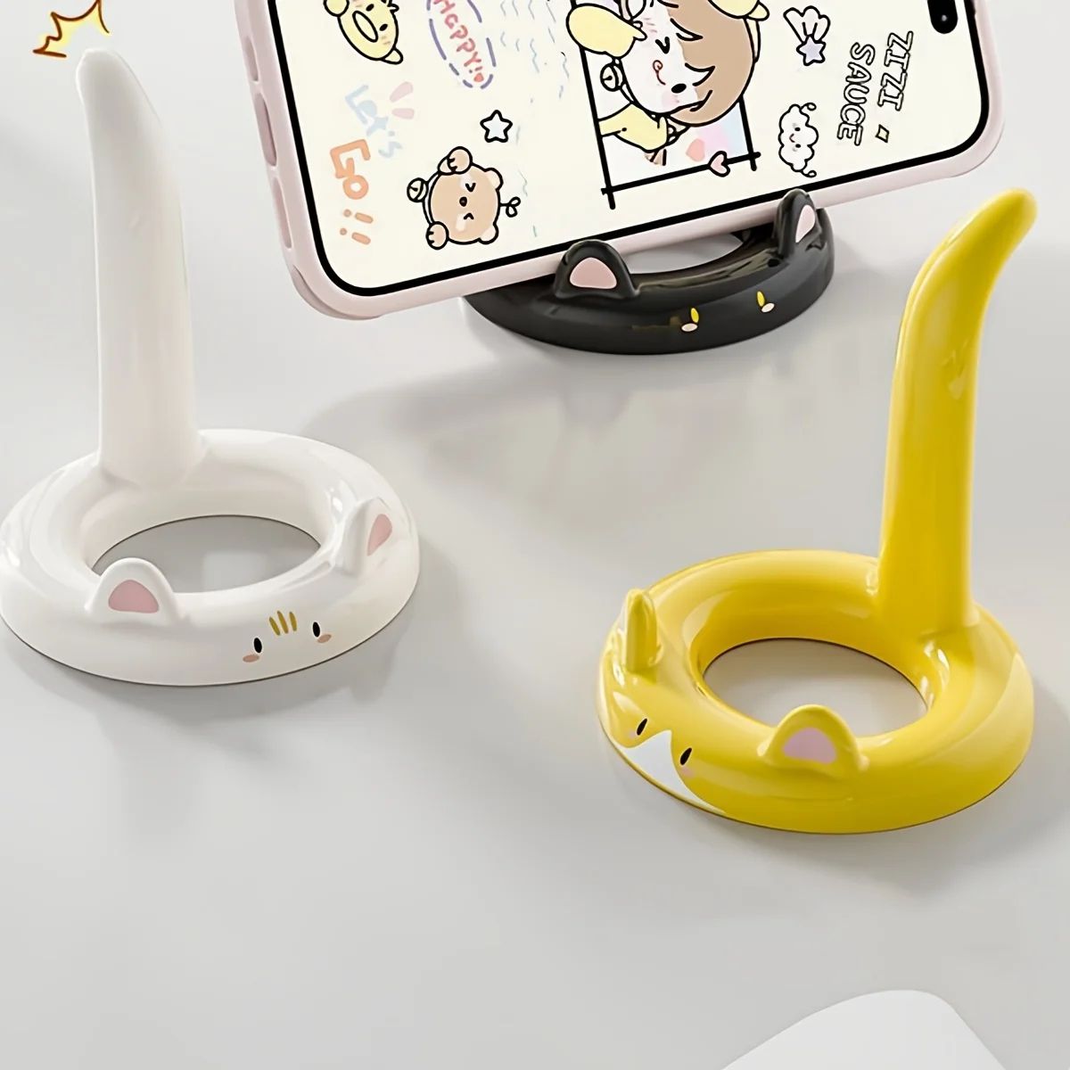 Cute Cartoon Cat Phone Holder  Creative Mini Desktop Stand And Decorative Ornament 4