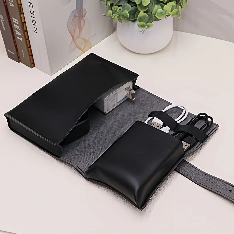 PU Leather MultiCompartment Organizer  Portable Tech And School Accessories Case For Cables Charger 6