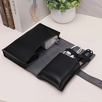 PU Leather MultiCompartment Organizer  Portable Tech And School Accessories Case For Cables Charger 6