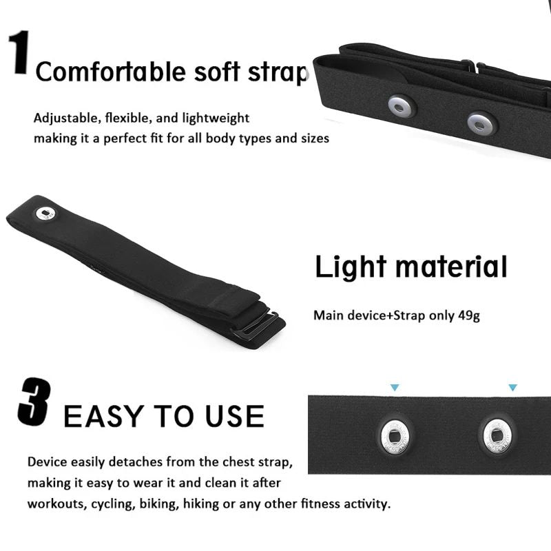 Heart Rate Monitor Replacement Strap  Compatible With Polar H7H9H10 Coospo Wahoo Tick Garmin And Ma 2