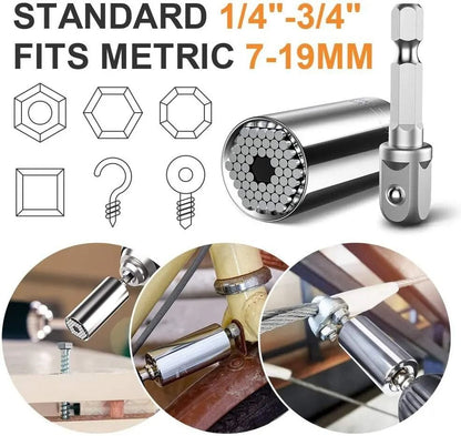 Universal Magic Socket Tool Set 7 to 19 mm Multi Purpose Wrench Extension Adapter