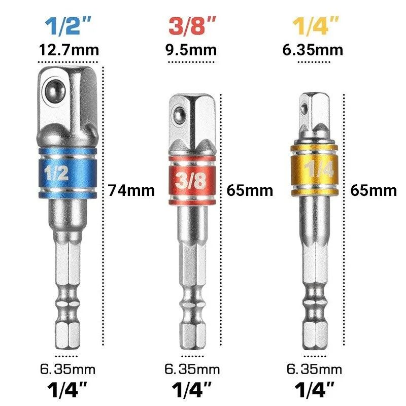 Hexagon Screwdriver Extension Socket Adapter Set Three Piece For Electric Screwdrivers 2