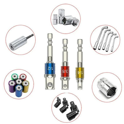 Hexagon Screwdriver Extension Socket Adapter Set Three Piece For Electric Screwdrivers 4