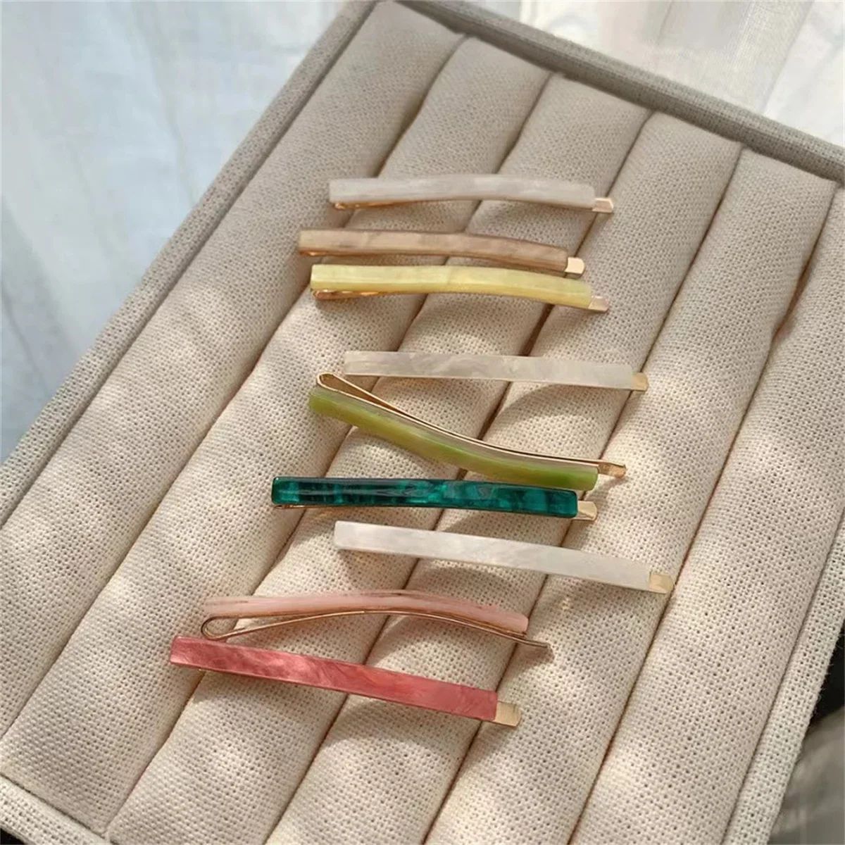 3 Piece Acetate Geometric Hair Barrettes  Simple Oblong Hair Clips And Side Pins 2