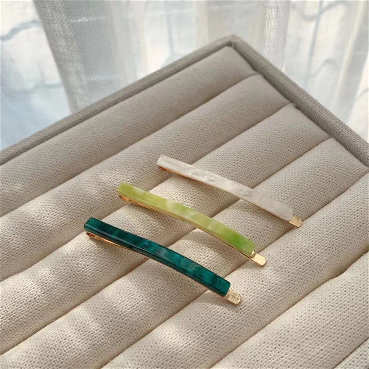 3 Piece Acetate Geometric Hair Barrettes  Simple Oblong Hair Clips And Side Pins 8