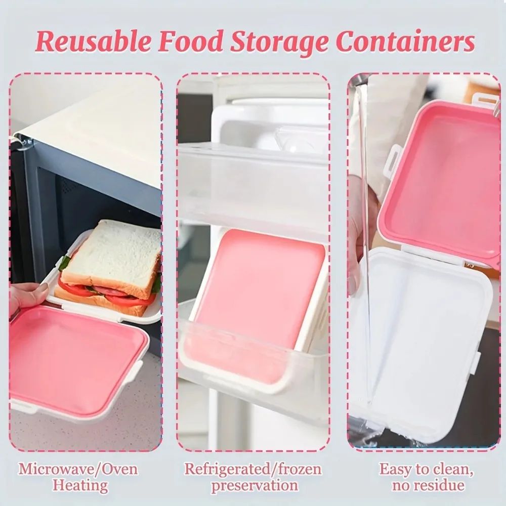 Silicone Sandwich Storage Box  Reusable Heated Container For Snacks Fruit Salad And Lunch OntheGo 1