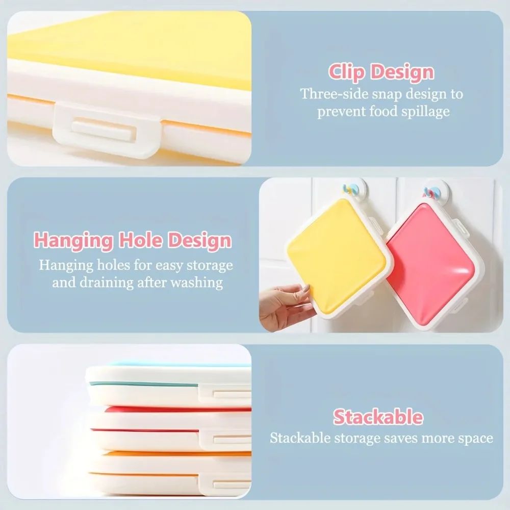 Silicone Sandwich Storage Box  Reusable Heated Container For Snacks Fruit Salad And Lunch OntheGo 3