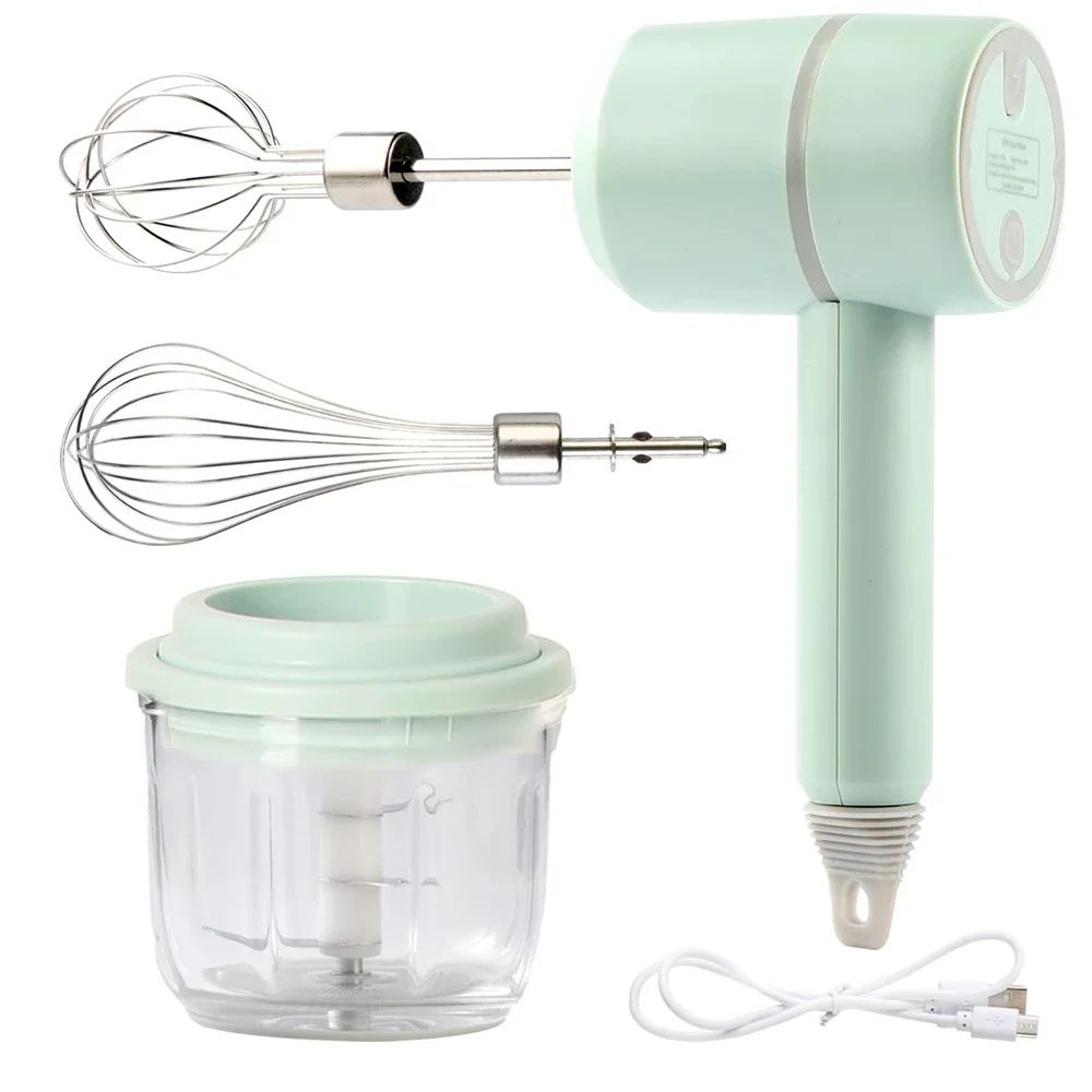Electric Portable Food Processor Set – Hand Mixer, Milk Frother, Egg Beater, and Baking Tool for Easy Kitchen Prep