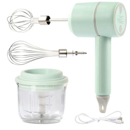 Electric Portable Food Processor Set – Hand Mixer, Milk Frother, Egg Beater, and Baking Tool for Easy Kitchen Prep