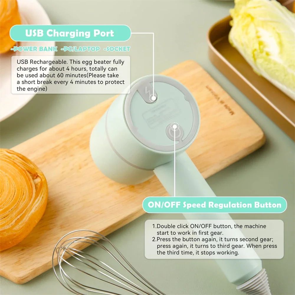 Electric Portable Food Processor Set  Hand Mixer Milk Frother Egg Beater And Baking Tool For Easy K 1