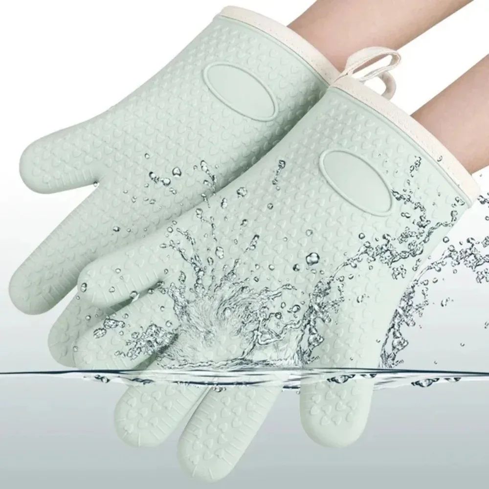 Thickened Silicone Heat Resistant Gloves  AntiScald AntiSlip Oven Mitts For Baking Microwave And BB 3