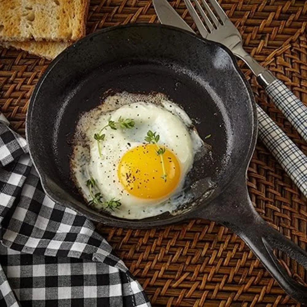 6 Inch Cast Iron Skillet  Nonstick Frying Pan With Drip Spouts For Indoor Outdoor And Camping Cooki 1