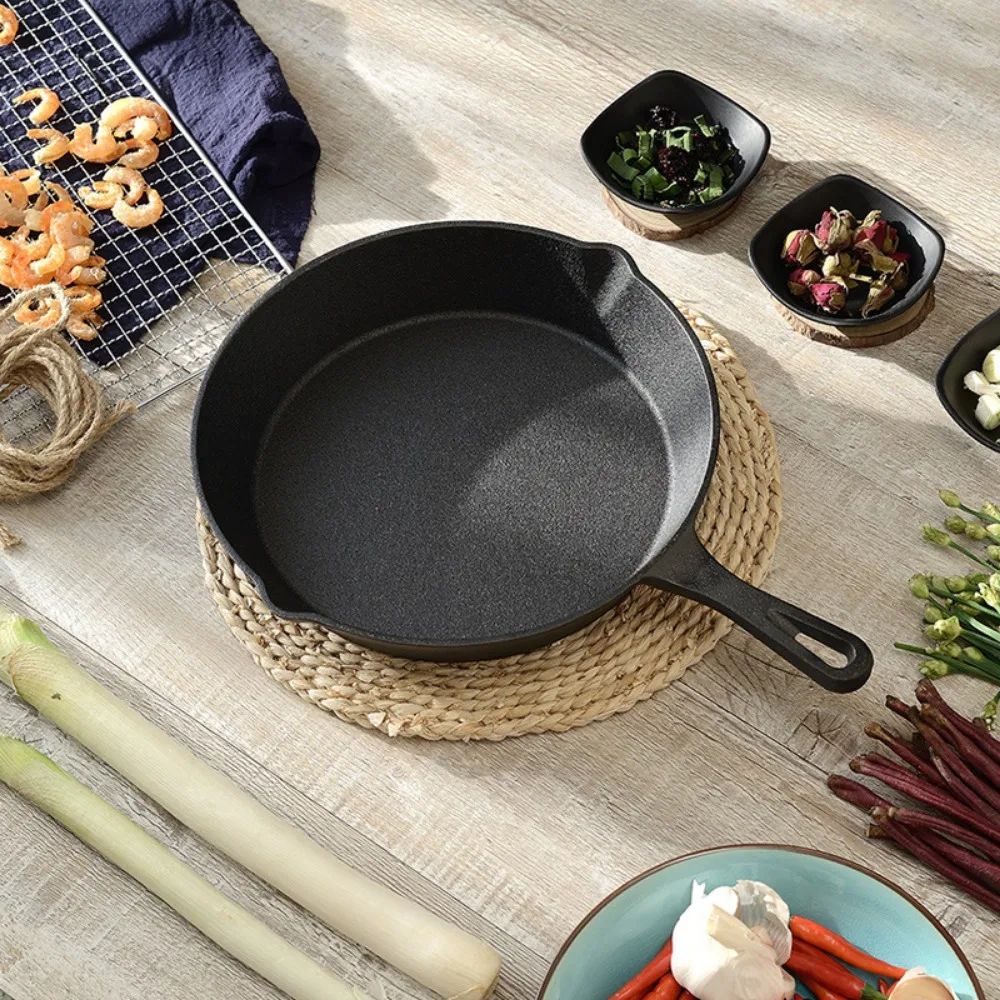 6 Inch Cast Iron Skillet  Nonstick Frying Pan With Drip Spouts For Indoor Outdoor And Camping Cooki 2