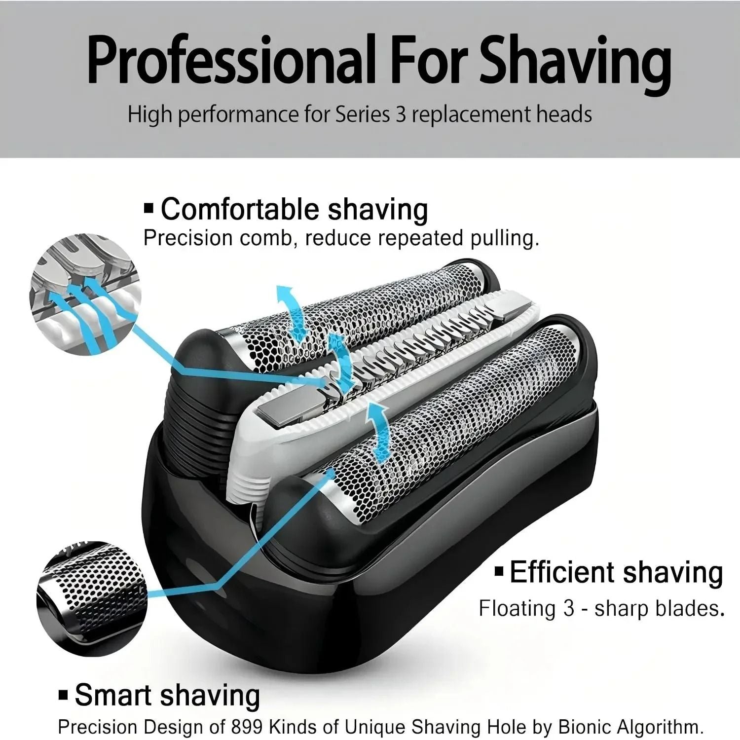 Replacement Foil Head Blade For Braun Series 3 Shavers Compatible With 300S 301S 310S 2