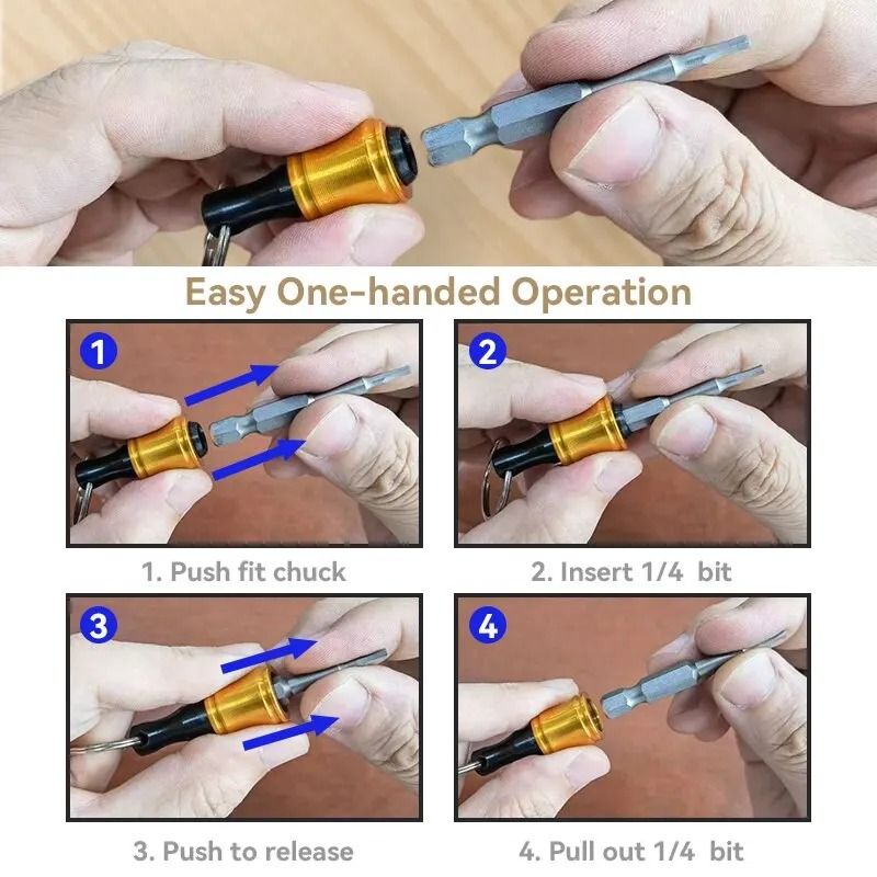 Quick Change Hex Shank Screwdriver Bit Holder Set Push To Unlock Aluminum Alloy 12 Piece Extension  4