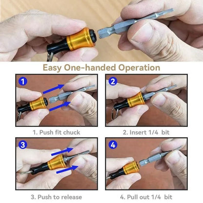 Quick Change Hex Shank Screwdriver Bit Holder Set Push To Unlock Aluminum Alloy 12 Piece Extension  4