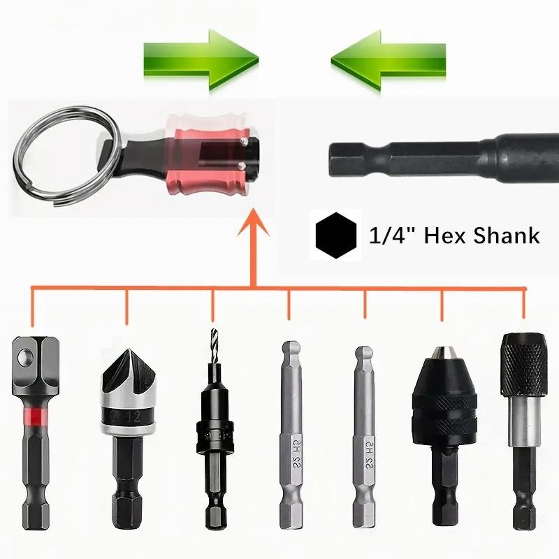 Quick Change Hex Shank Screwdriver Bit Holder Set Push To Unlock Aluminum Alloy 12 Piece Extension  5