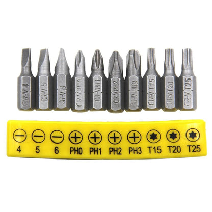 Cross Screwdriver Bit Set Ten Piece 60 mm Rubber Coated Extension Bits for Power Tools