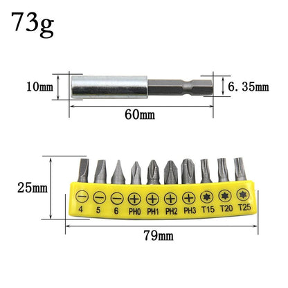 Cross Screwdriver Bit Set Ten Piece 60 Mm Rubber Coated Extension Bits For Power Tools 6