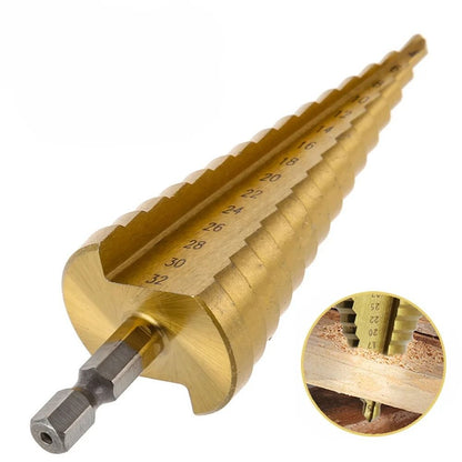 Titanium Coated Step Drill Bit 4 To 32 Mm HSS Metal Wood And PVC Cone Cutter 1