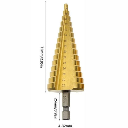 Titanium Coated Step Drill Bit 4 To 32 Mm HSS Metal Wood And PVC Cone Cutter 3