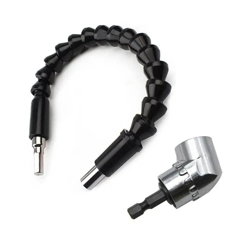Right Angle Screwdriver Adapter with Flexible Shaft 105 Degree Drill Joint and 300 mm Extension