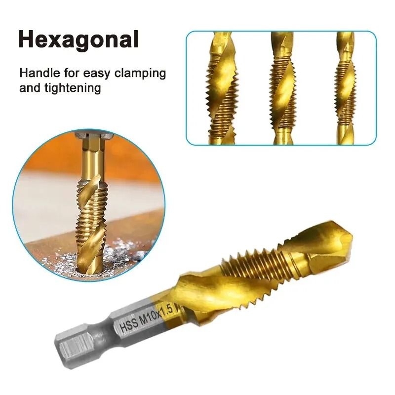 Titanium Plated HSS Tap And Drill Set Six Piece Composite Chamfering Tool Kit 3