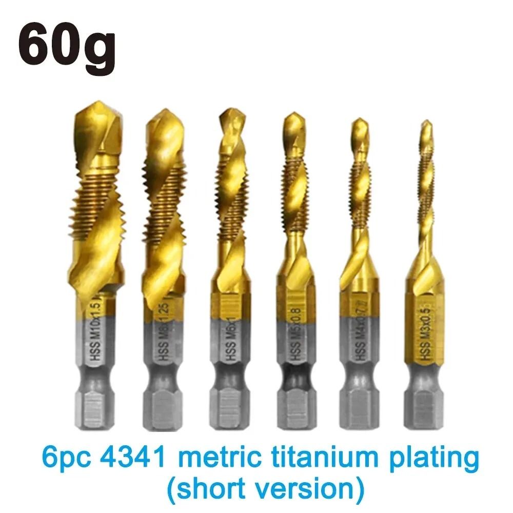 Titanium Plated HSS Tap And Drill Set Six Piece Composite Chamfering Tool Kit 6