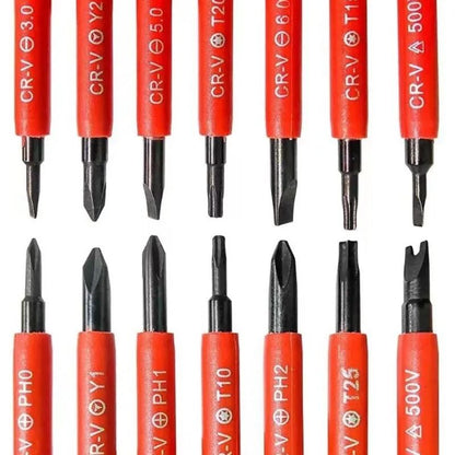 Insulated Screwdriver Set Fifteen Piece 1000 Volt Rated Repair Kit With Magnetic Bits 3