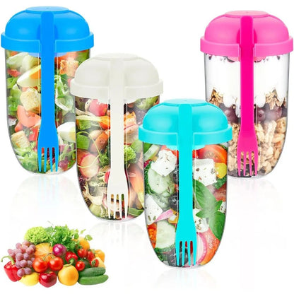 Salad Cup with Lid and Fork for Lunch and Meal Prep