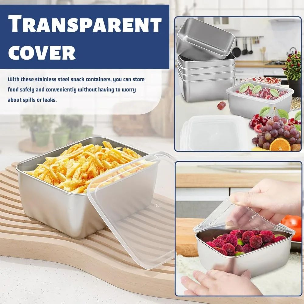 Stainless Steel Food Storage Containers With Lids For Office And Snacks 2