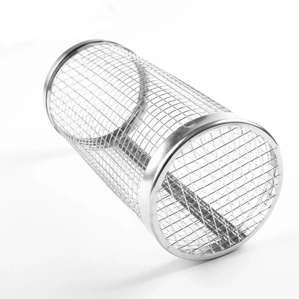 Rolling Stainless Steel BBQ Grill Basket for Outdoor Cooking