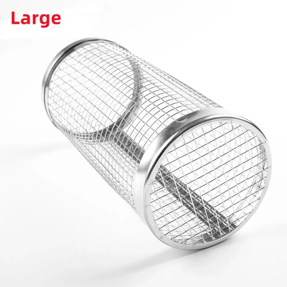 Rolling Stainless Steel BBQ Grill Basket For Outdoor Cooking 6