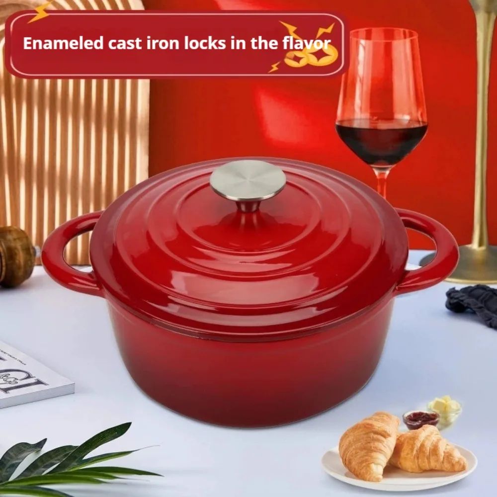 Enameled Cast Iron Dutch Oven Pot With Lid For Cooking And Bread Baking 3