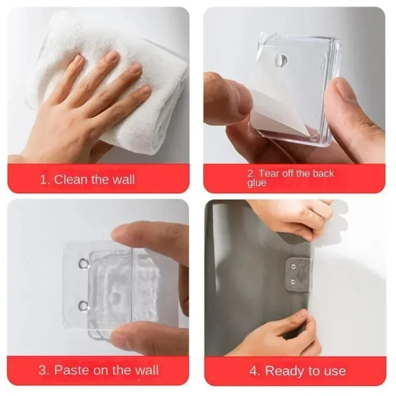 Shower Curtain Clips NonPunching Windproof Curtain Hook Trace Less Shading Cloth Edge Fixed Sticker 3