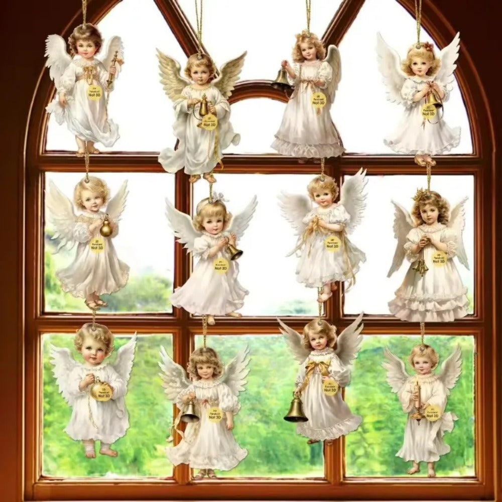 Wooden Christmas Angel Ornaments, Victorian Style Tree Decorations, Holiday Party Gift