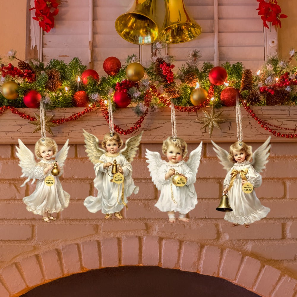 Wooden Christmas Angel Ornaments, Victorian Style Tree Decorations, Holiday Party Gift