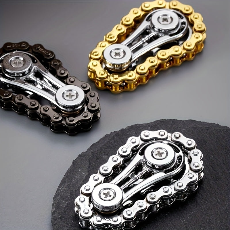 Fingertip Gyro Fidget Spinner, Sprockets Flywheel, EDC Spinner for Stress Relief, Metal Bike Chains for Adults and Kids