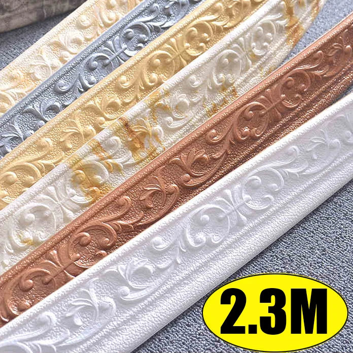 Foam Wall Edge Strip Stickers Waterproof Baseboard Wallpaper Border Self Adhesive Bedroom Wall Stic 2