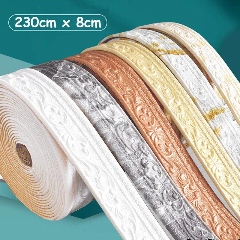 Foam Wall Edge Strip Stickers Waterproof Baseboard Wallpaper Border Self Adhesive Bedroom Wall Stic 3