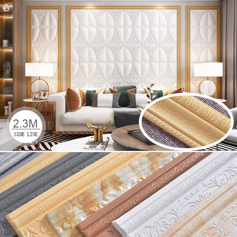 Foam Wall Edge Strip Stickers Waterproof Baseboard Wallpaper Border Self Adhesive Bedroom Wall Stic 4
