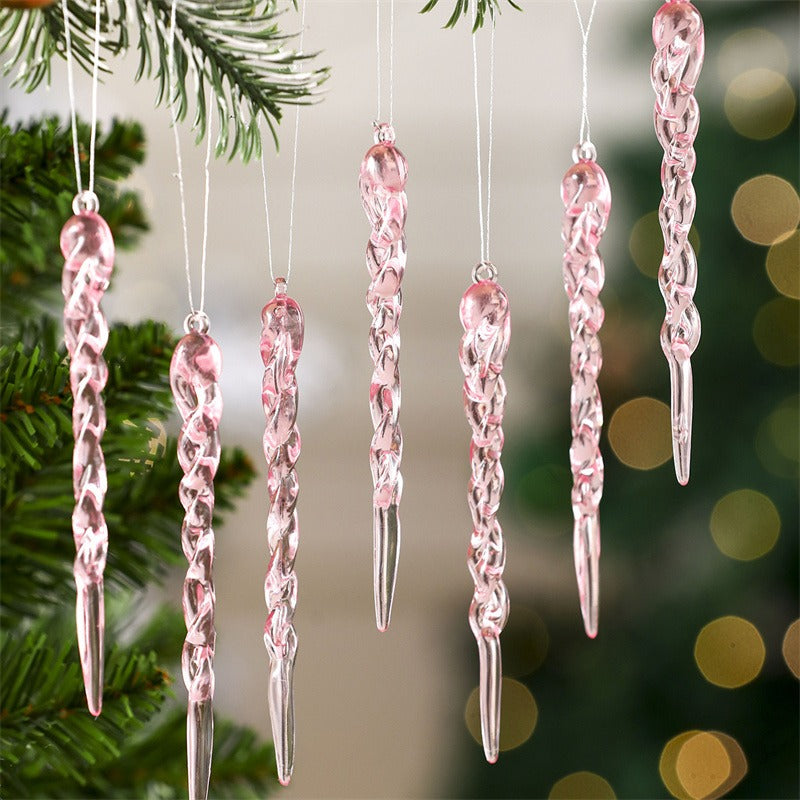 Simulation Ice Pendants Xmas Tree Hanging Ornaments Crystal Snowflake Winter Theme Decor