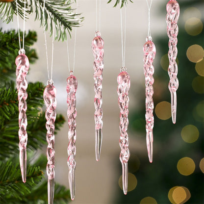 Simulation Ice Pendants Xmas Tree Hanging Ornaments Crystal Snowflake Winter Theme Decor