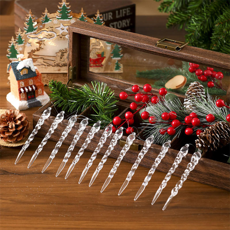 Simulation Ice Pendants Xmas Tree Hanging Ornaments Crystal Snowflake Winter Theme Decor