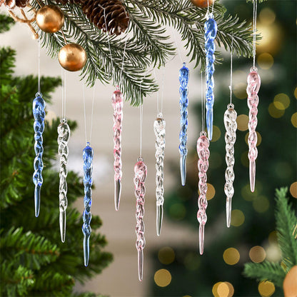 Simulation Ice Pendants Xmas Tree Hanging Ornaments Crystal Snowflake Winter Theme Decor